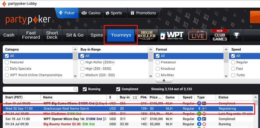 Real Name opt-in to PartyPoker